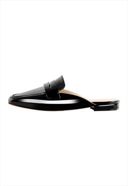 Black Square Toe Mules Flats