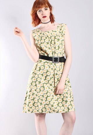 VINTAGE 60S DAISY FLORAL SHIFT DRESS