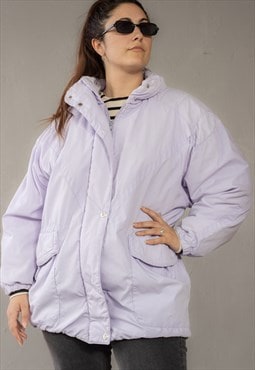 Vintage Winter Ski Puffer Oversize Jacket in Purple M