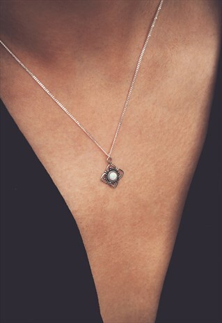 KYLA WHITE OPAL STERLING SILVER PENDANT NECKLACE