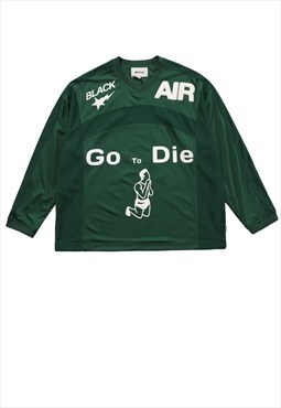 69 basketball mesh sweatshirt patch slogan premium top green