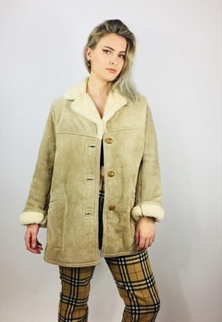 VINTAGE SUEDE SHEARLING COAT