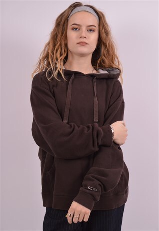CHAMPION WOMENS VINTAGE HOODIE JUMPER LARGE BROWN 90S