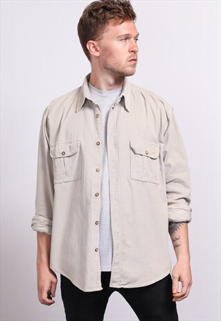 VINTAGE CORDUROY CORD SHIRT BEIGE