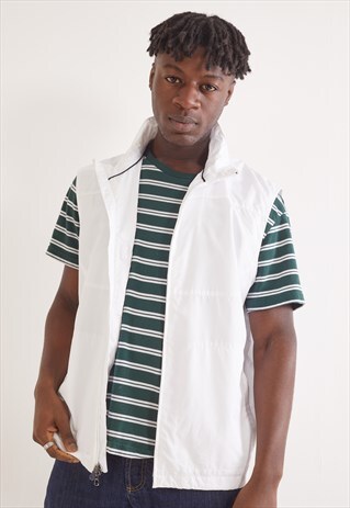 VINTAGE RALPH LAUREN POLO GOLD SHELL GILET WHITE