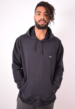 NIKE MENS VINTAGE HOODIE JUMPER LARGE BLACK 90S
