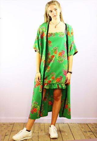 ORANGE ROSE FRILL DRESS & LONG KIMONO CO-ORDINATES