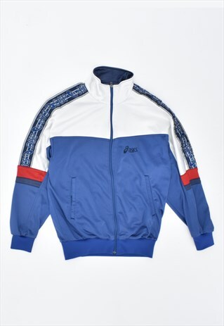 VINTAGE 90'S ASICS TRACKSUIT TOP JACKET BLUE
