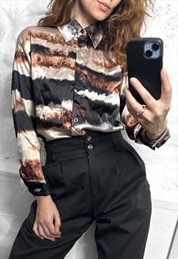 Abstract Printed Classy Shirt / Blouse - S