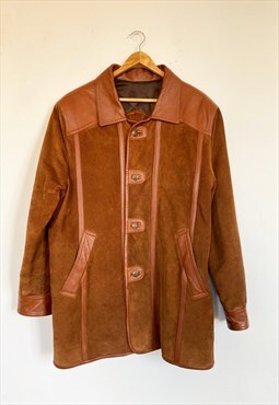 Vintage 90s leather jacket, combined in caramel