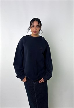 Navy 90s Tommy Hilfiger Embroidered Small Flag Sweatshirt