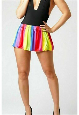 Rainbow Strip A-line Mini Women's Short Rara Flare Skirt