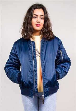 VINTAGE 90'S BLUE PADDED MA1 BOMBER JACKET