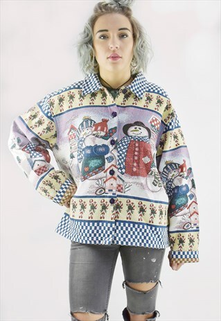 VINTAGE WOVEN WINTER THEMED JACKET