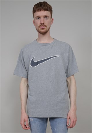 VINTAGE 90'S OVERSIZED GREY NIKE SWOOSH T-SHIRT
