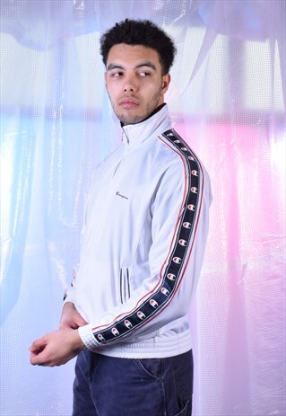 VINTAGE CHAMPION WHITE, RED AND BLUE TRACK JACKET