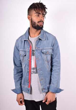 MENS VINTAGE DENIM JACKET LARGE BLUE 90'S