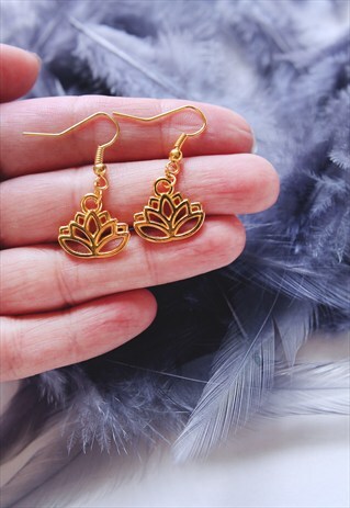 GOLDEN LOTUS FLOWER EARRINGS