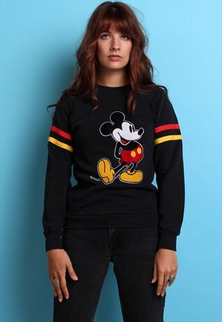 80S VINTAGE BLACK MICKEY MOUSE SWEATER