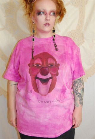 PINK TIE DYE CLOWN T SHIRT CLOWNCORE GRUNGE MULTIPLE SIZES