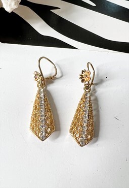 1980's Gold Plated Filigree Drop Earrings