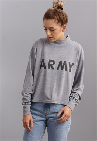 VINTAGE ARMY CROPPED TOP Z282