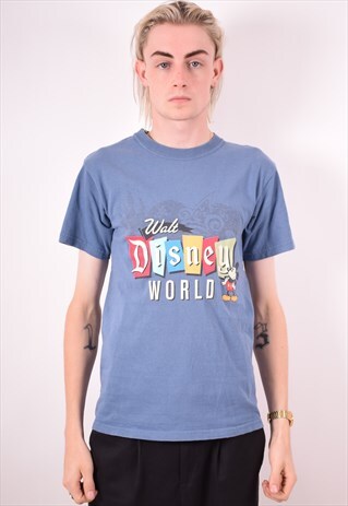DISNEY MENS VINTAGE T-SHIRT TOP SMALL BLUE 90S