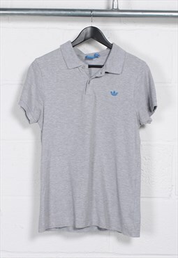 Vintage Adidas Originals Polo Shirt in Grey Sport Tee Medium