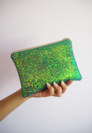 MERMAID GREEN GLITTER MAKEUP BAG