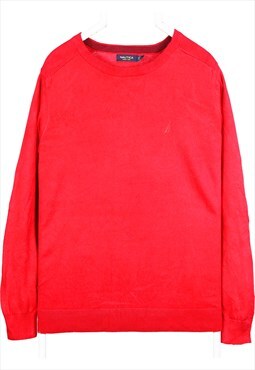 Vintage 90's Nautica Jumper / Sweater Knitted Crewneck Red