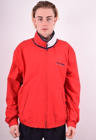 TOMMY HILFIGER MENS VINTAGE JACKET LARGE RED 90S