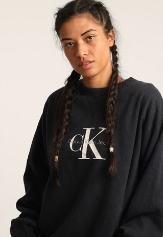 90S CALVIN KLEIN EMBROIDERED SPELL OUT SWEATSHIRT