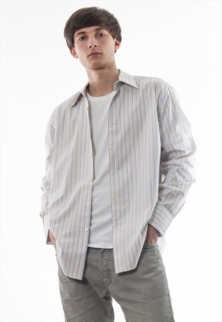 VINTAGE BALENCIAGA 90S WHITE STRIPED LONG SLEEVE