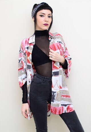 VINTAGE 90'S RETRO ABSTRACT PATTERNED OVERSIZED SHIRT