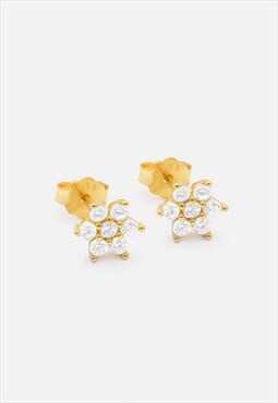Women's Small Flower Stud Earrings - Gold