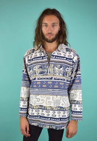 VINTAGE 90'S PATTERNED 1/4 ZIP SHIRT