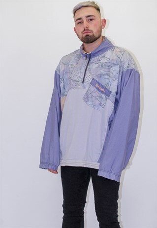 VINTAGE REEBOK PATTERN FESTIVAL JACKET IN BLUE XL