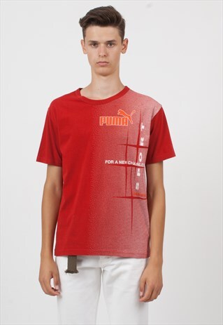 90S VINTAGE RED PUMA LOGO CREW NECK T-SHIRT