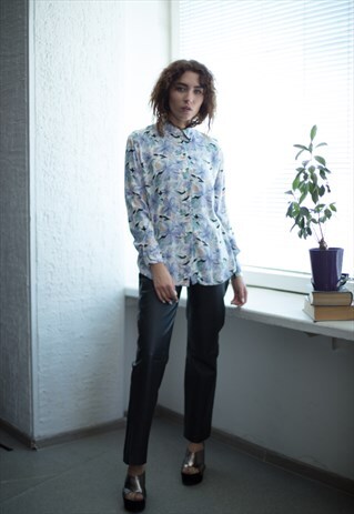 VINTAGE 80'S MULTICOLOUR PASTEL FLOWER PRINT SHIRT