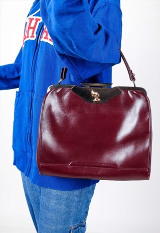 VINTAGE LEATHER WOMAN HEAD DETAIL HANDBAG SB36