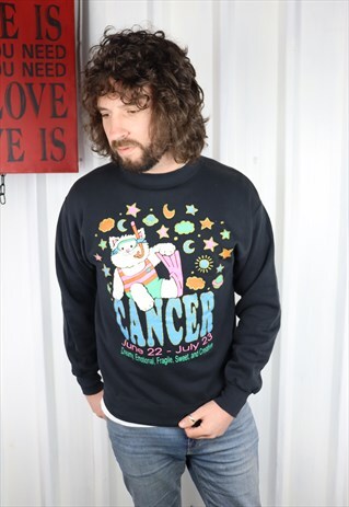 VINTAGE 90'S USA ZODIAC SWEATSHIRT OVERSIZED, MEDIUM