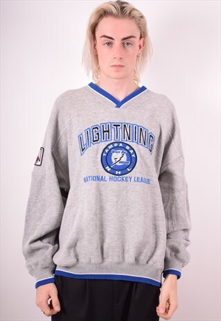 LEE MENS VINTAGE LIGHTNING SWEATSHIRT JUMPER XL GREY 90S