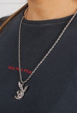 Silver Playboy Diamonte Bunny Pendant Necklace