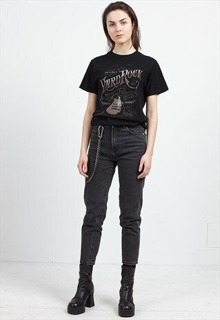 90S VINTAGE BLACK HARD ROCK CAFE CREW NECK T-SHIRT