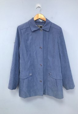90's Vintage Isle Blazer Jacket Blue Padded Shoulders