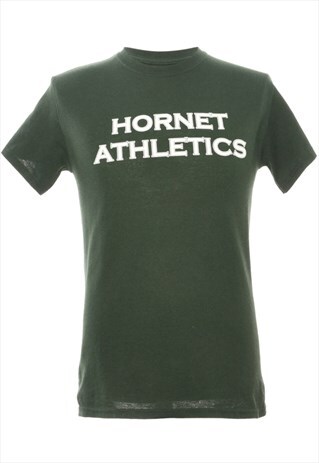 DARK GREEN GILDAN PRINTED T-SHIRT - S
