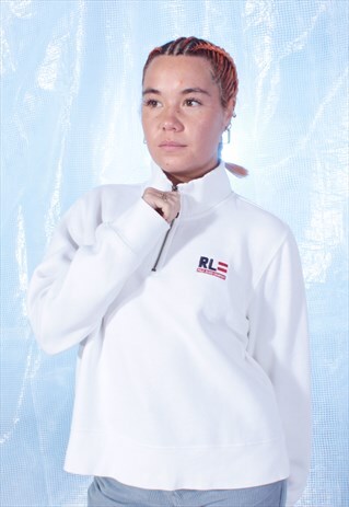 VINTAGE RALPH LAUREN WHITE EMBROIDERED SWEATSHIRT