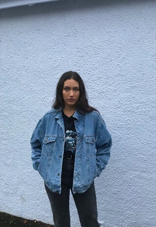 VINTAGE OVERSIZED UNISEX MID BLUE DENIM JACKET