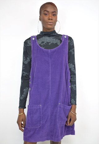 VINTAGE 90S PURPLE CORDUROY POCKET DRESS