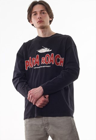 VINTAGE PAPA ROACH BAND TEE 90S BLACK LONG SLEEVE